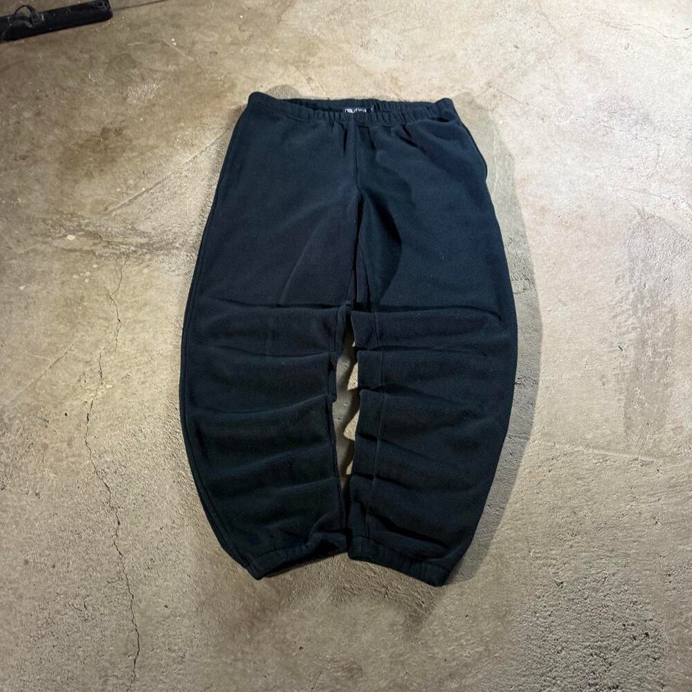 Vintage 90s Y2K Nautica Baggy Black Fleece Sweatpants